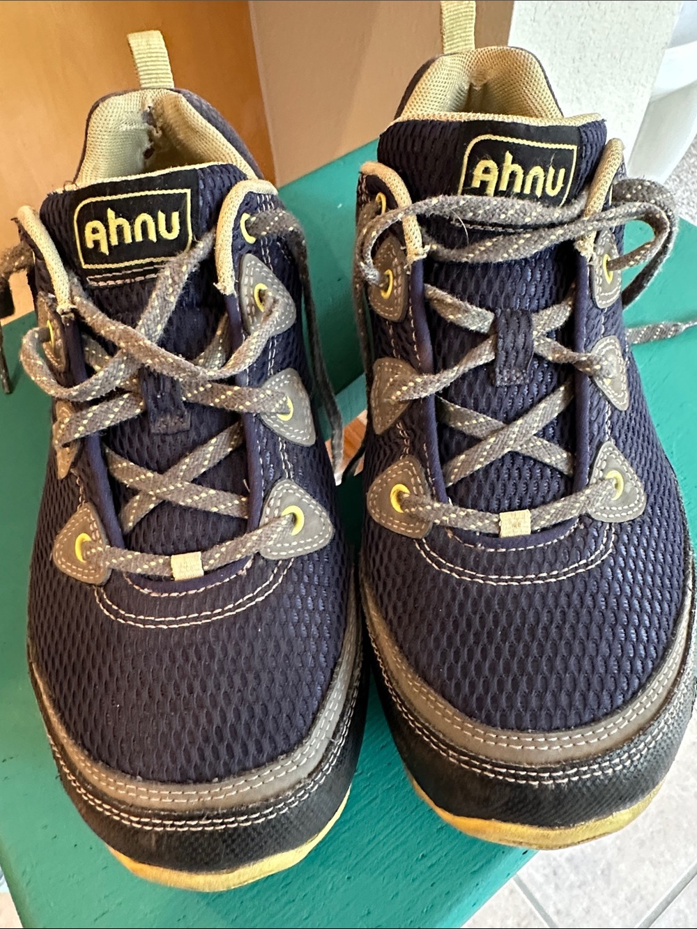 Ahnu Women’s Navy and Tan Trail Sneakers